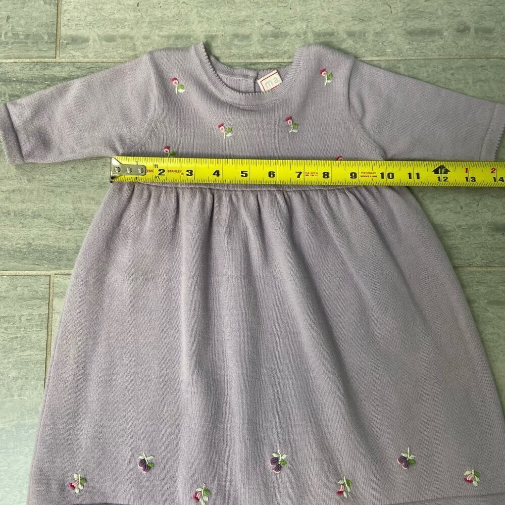 Maina A-Line Floral Embroidered Cotton Baby Dress Lavender 3-6 Months - Picture 9 of 9